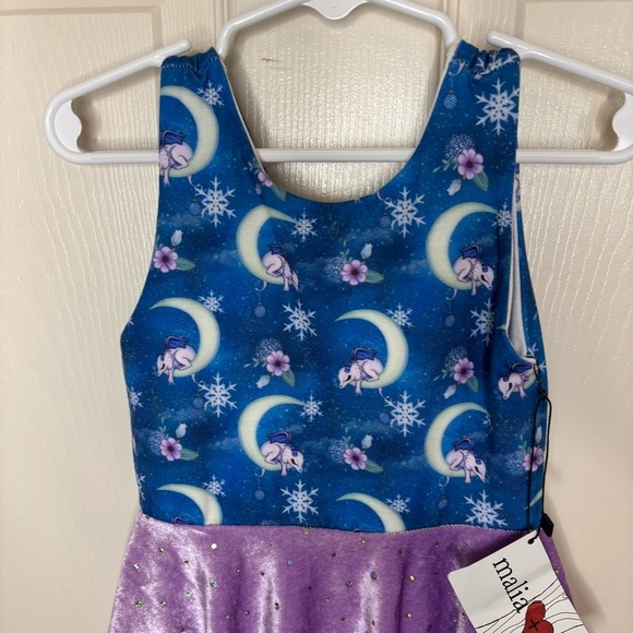 Malia And Kai Dragons Blue Purple Velour Tank Twirl Dress Size 4 NWT - Picture 2 of 5
